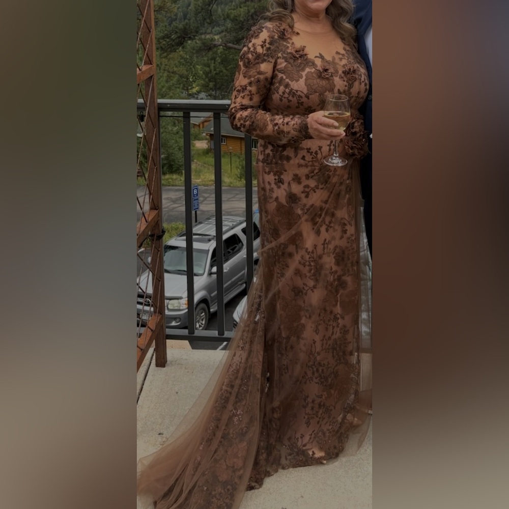 Tadashi Shoji Sylvia Embroidered Illusion Gown - Picture 5 of 14